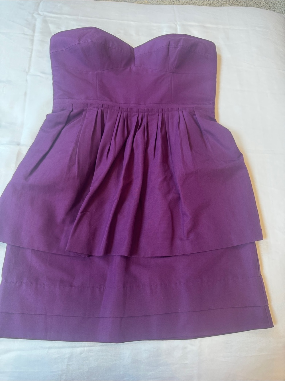 J.Crew Strapless Purple Pleated Waist Dress‎